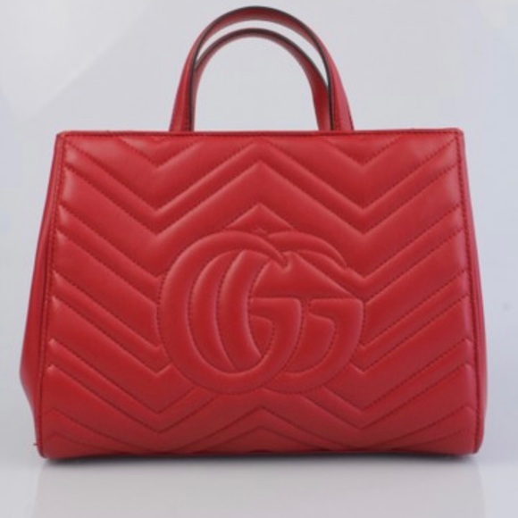 Gucci Marmont Matelasse Hibiscus Leather Satchel